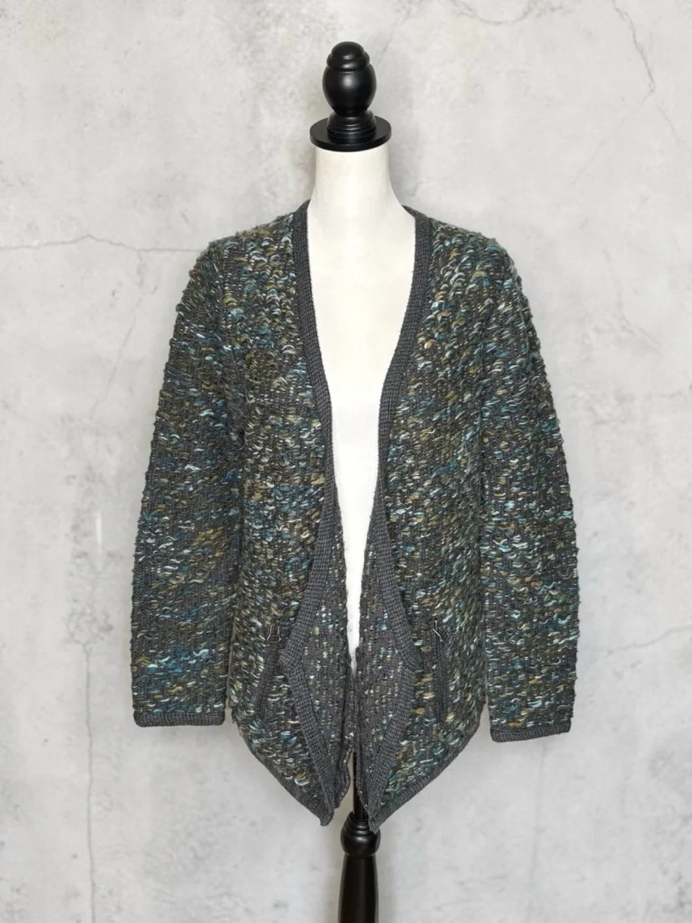 Anthropologie Moth Keavy Jacquard Open Cardigan Chunky Knit Cocoon Size M *Read